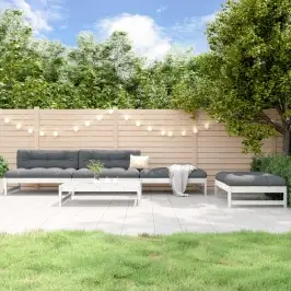 5-Daļīgs Dārza Atpūtas Mēbeļu Komplekts, Balts Priedes Koks Vidaxl