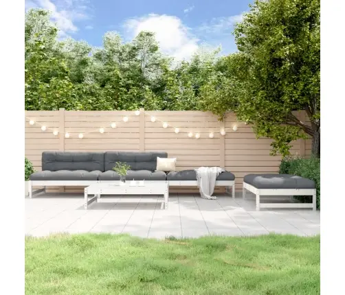 5-Osaline Aiamööbli Komplekt, Valge, Männipuit