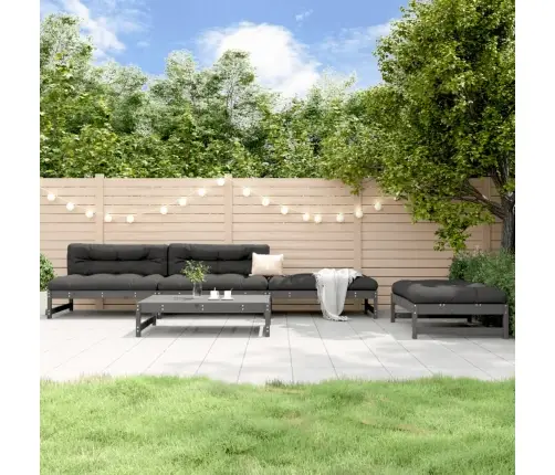 5-Daļīgs Dārza Atpūtas Mēbeļu Komplekts, Pelēks Priedes Koks Vidaxl