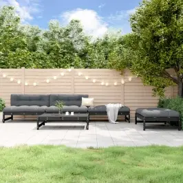 5-Daļīgs Dārza Atpūtas Mēbeļu Komplekts, Melns Priedes Koks Vidaxl