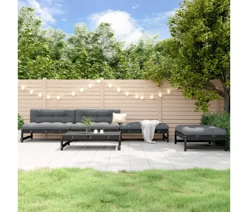 5-Daļīgs Dārza Atpūtas Mēbeļu Komplekts, Melns Priedes Koks Vidaxl