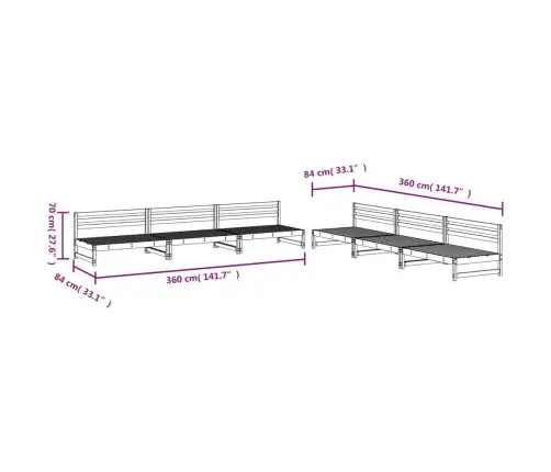 6-Daļīgs Dārza Atpūtas Mēbeļu Komplekts, Priedes Masīvkoks Vidaxl