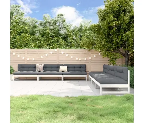 6-Daļīgs Dārza Mēbeļu Komplekts, Balts Priedes Masīvkoks Vidaxl