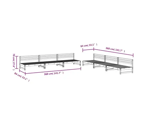 6-Daļīgs Dārza Mēbeļu Komplekts, Pelēks Priedes Masīvkoks Vidaxl