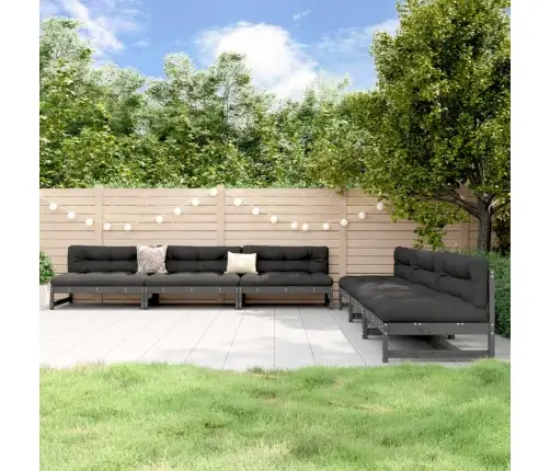 6-Daļīgs Dārza Mēbeļu Komplekts, Pelēks Priedes Masīvkoks Vidaxl