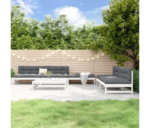 6-Osaline Aiamööbli Komplekt, Valge, Männipuit