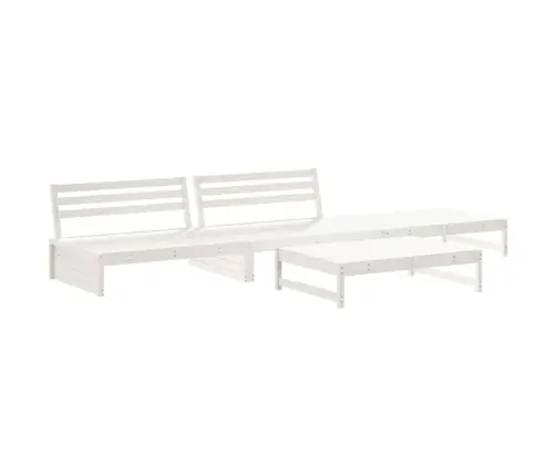 Sodo Poilsio Baldų Komplektas, 4 Dalių, Baltas, Pušies Masyvas