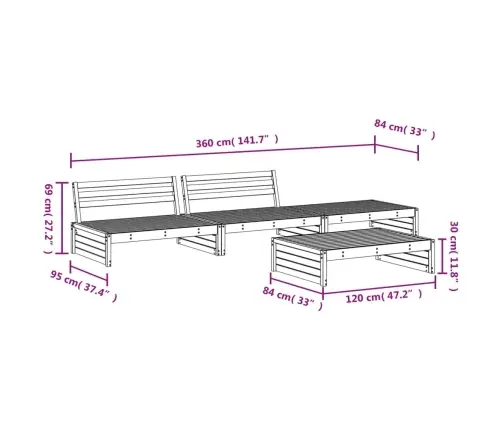 4-Daļīgs Dārza Mēbeļu Komplekts, Impregnēts Priedes Koks Vidaxl