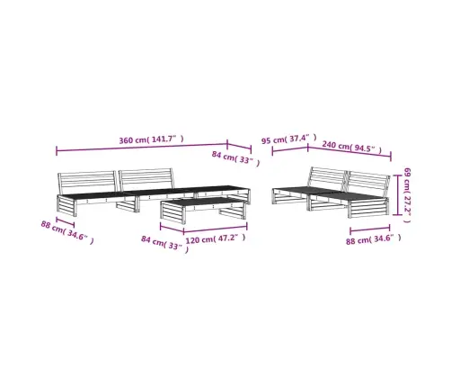 6-Daļīgs Dārza Mēbeļu Komplekts, Impregnēts Priedes Koks Vidaxl