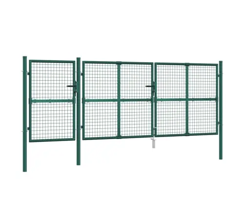 Dārza Vārti Ar Sietu, Zaļi, 400X175 Cm, Cinkots Tērauds Vidaxl