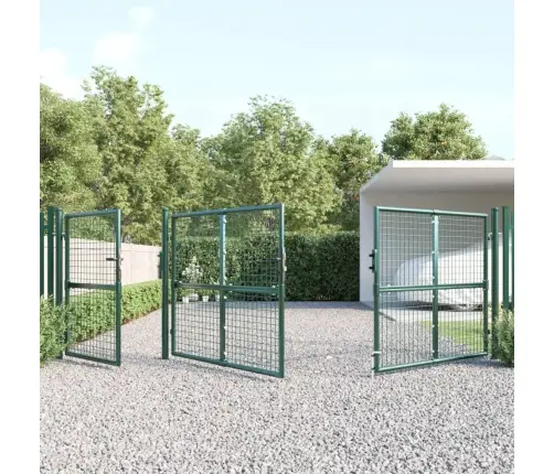 Dārza Vārti Ar Sietu, Zaļi, 400X175 Cm, Cinkots Tērauds Vidaxl