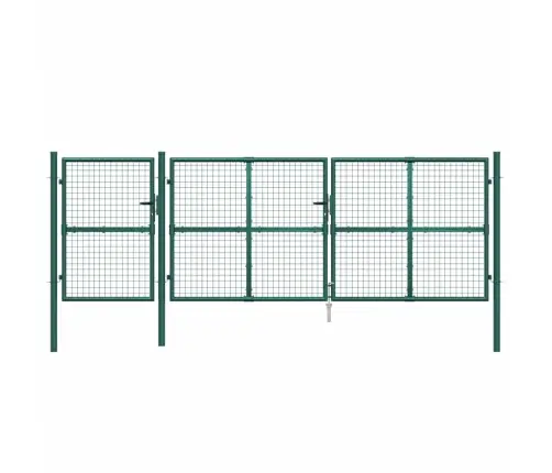 Dārza Vārti Ar Sietu, Zaļi, 400X175 Cm, Cinkots Tērauds Vidaxl