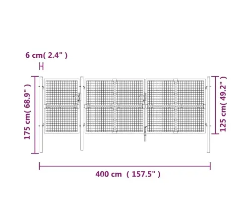 Dārza Vārti Ar Sietu, Zaļi, 400X175 Cm, Cinkots Tērauds Vidaxl