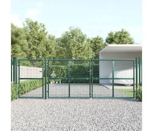 Dārza Vārti Ar Sietu, Zaļi, 400X175 Cm, Cinkots Tērauds Vidaxl