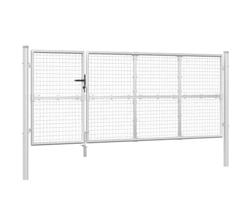 Dārza Vārti Ar Sietu, Sudrabaini, 350X175 Cm, Cinkots Tērauds Vidaxl