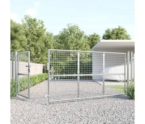 Dārza Vārti Ar Sietu, Sudrabaini, 350X175 Cm, Cinkots Tērauds Vidaxl