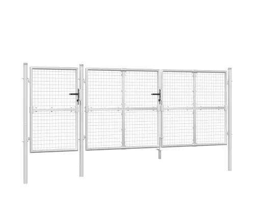 Dārza Vārti Ar Sietu, Sudraba Krāsa, 400X175 Cm, Tērauds Vidaxl