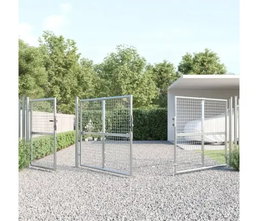 Dārza Vārti Ar Sietu, Sudraba Krāsa, 400X175 Cm, Tērauds Vidaxl