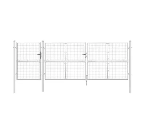 Dārza Vārti Ar Sietu, Sudraba Krāsa, 400X175 Cm, Tērauds Vidaxl
