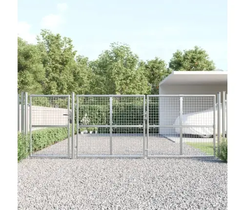 Dārza Vārti Ar Sietu, Sudraba Krāsa, 400X175 Cm, Tērauds Vidaxl