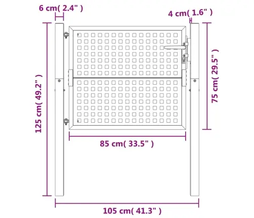 Dārza Vārti, 105X125 Cm, Tērauds, Antracītpelēki Vidaxl