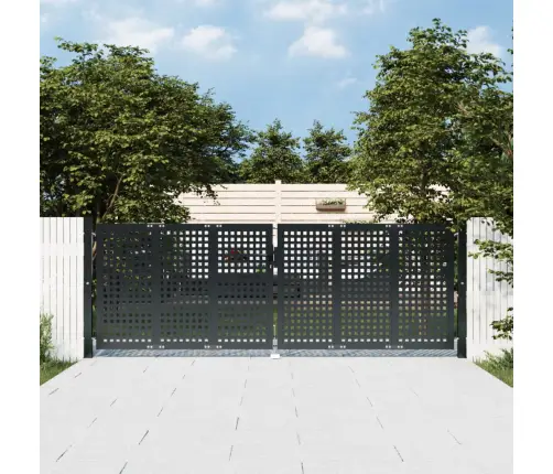 Dārza Vārti, Pelēki, 300X125 Cm, Tērauds Vidaxl