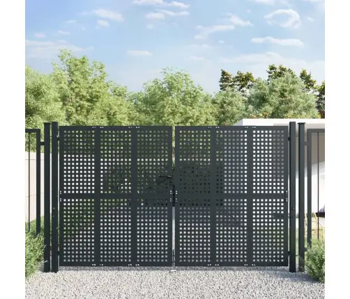 Dārza Vārti, Pelēki, 300X175 Cm, Tērauds Vidaxl