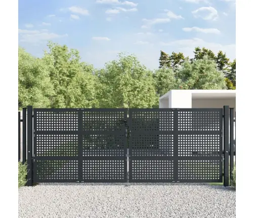 Dārza Vārti, Pelēki, 400X150 Cm, Tērauds Vidaxl