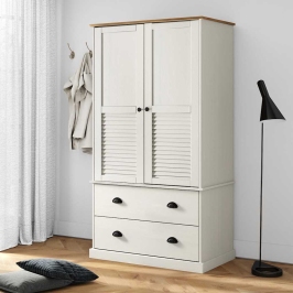 Skapis Vigo, 90X55X170 Cm, Priedes Masīvkoks, Balts Vidaxl