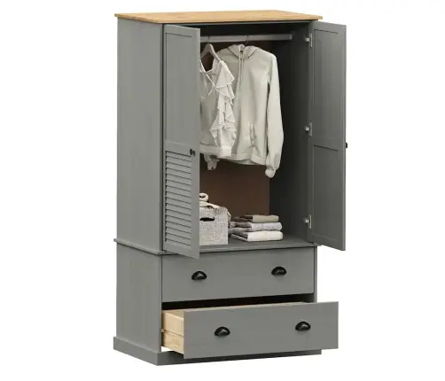 Drabužių Spinta Vigo, Pilka, 90X55X170cm Pušies Masyvas