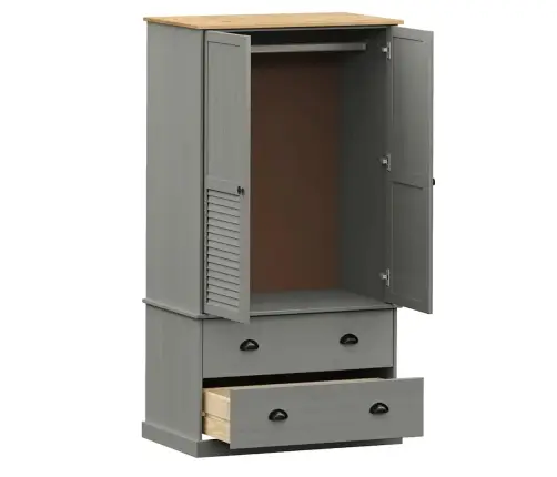 Drabužių Spinta Vigo, Pilka, 90X55X170cm Pušies Masyvas