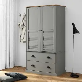 Skapis Vigo, 90X55X170 Cm, Priedes Masīvkoks, Pelēks Vidaxl