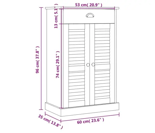 Apavu Skapis Vigo, 60X35X96 Cm, Priedes Masīvkoks Vidaxl