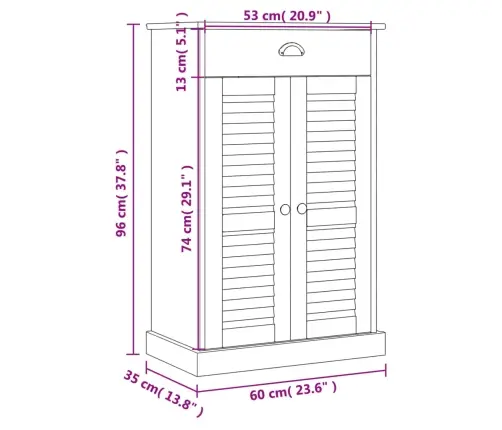 Kingakapp "Vigo", Valge, 60 X 35 X 96 cm Männipuit