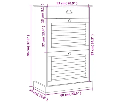 Apavu Skapis Vigo, 60X35X96 Cm, Priedes Masīvkoks Vidaxl