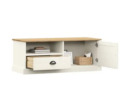 Tv Skapītis Vigo, 106X40X40 Cm, Priedes Masīvkoks, Balts Vidaxl