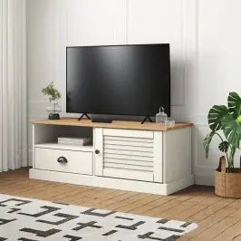 Tv Skapītis Vigo, 106X40X40 Cm, Priedes Masīvkoks, Balts Vidaxl