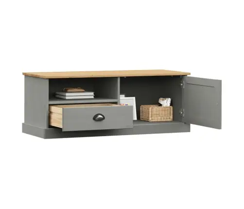 Tv Skapītis Vigo, 106X40X40 Cm, Priedes Masīvkoks, Pelēks Vidaxl