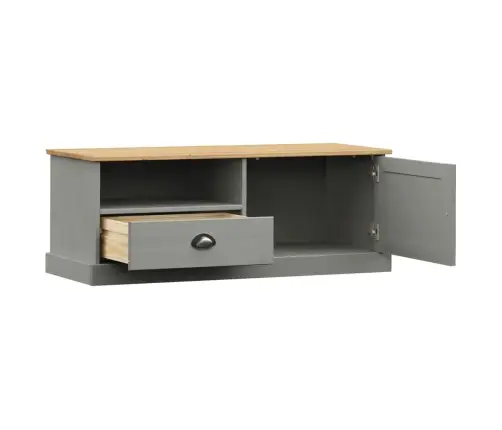 Tv Skapītis Vigo, 106X40X40 Cm, Priedes Masīvkoks, Pelēks Vidaxl