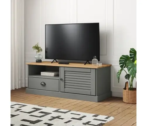 Tv Skapītis Vigo, 106X40X40 Cm, Priedes Masīvkoks, Pelēks Vidaxl