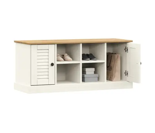 Apavu Skapis Vigo, 106X35X45 Cm, Priedes Masīvkoks, Balts Vidaxl