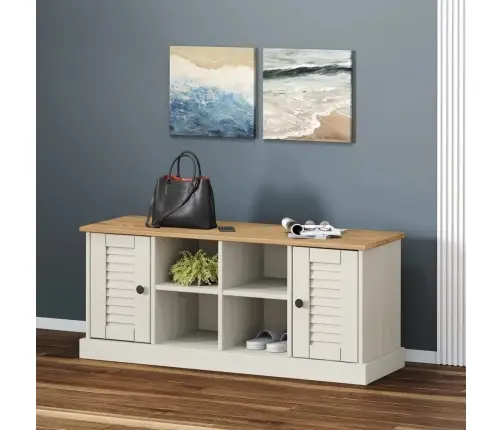 Apavu Skapis Vigo, 106X35X45 Cm, Priedes Masīvkoks, Balts Vidaxl