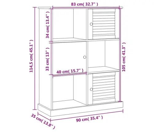 Grāmatu Plaukts Vigo, Balts, 90X35X114,5 Cm, Priedes Masīvkoks Vidaxl