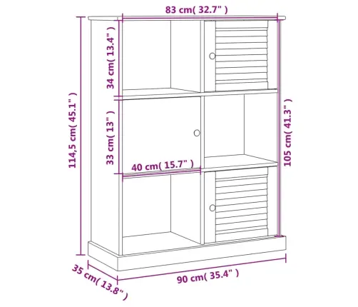 Raamatukapp "Vigo", Hall, 90 X 35 X 114,5 cm Männipuit