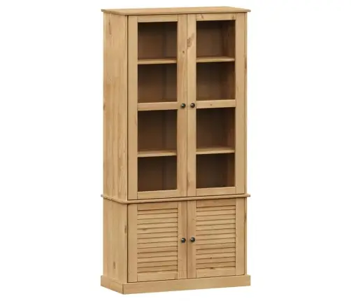 Skapis Ar Stikla Durvīm Vigo, 85X35X170 Cm, Priedes Masīvkoks Vidaxl