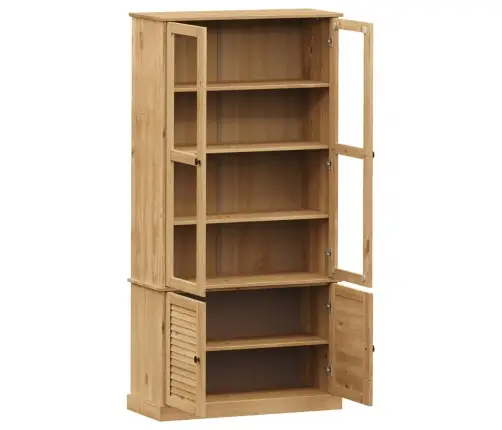 Skapis Ar Stikla Durvīm Vigo, 85X35X170 Cm, Priedes Masīvkoks Vidaxl