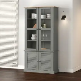 Klaasustega Vitriinkapp "Vigo", Hall, 85X35X170 cm Männipuit
