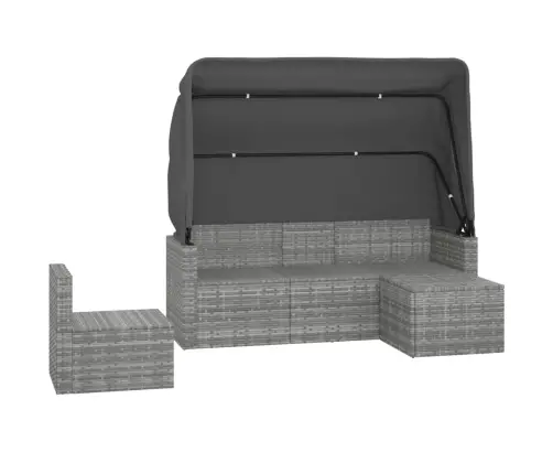 4-Daļīgs Dārza Dīvāna Komplekts Ar Matračiem, Pelēks Pe Pinums Vidaxl