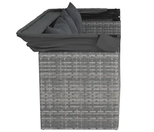 4-Daļīgs Dārza Dīvāna Komplekts Ar Matračiem, Pelēks Pe Pinums Vidaxl