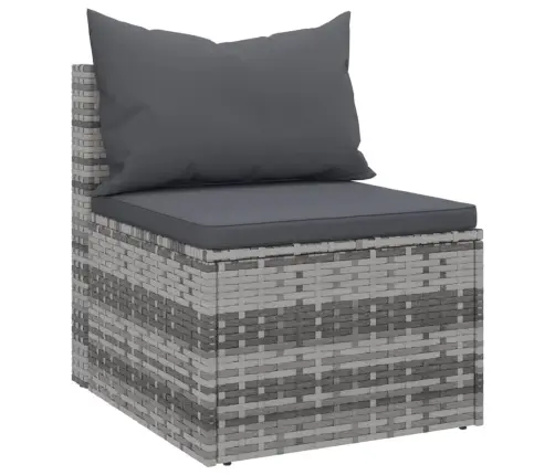 4-Daļīgs Dārza Dīvāna Komplekts Ar Matračiem, Pelēks Pe Pinums Vidaxl
